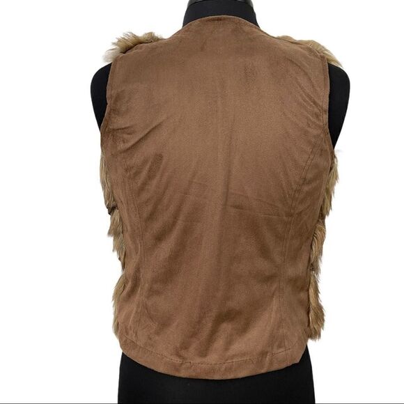 bagatelle Faux Fur Tiered Tie Front Vest Sz XS - Picture 5 of 12
